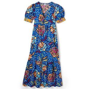 NWT Size 2 Tabitha Brown Mixed Floral/Polka Dot Print Puff Sleeve Midi Dress